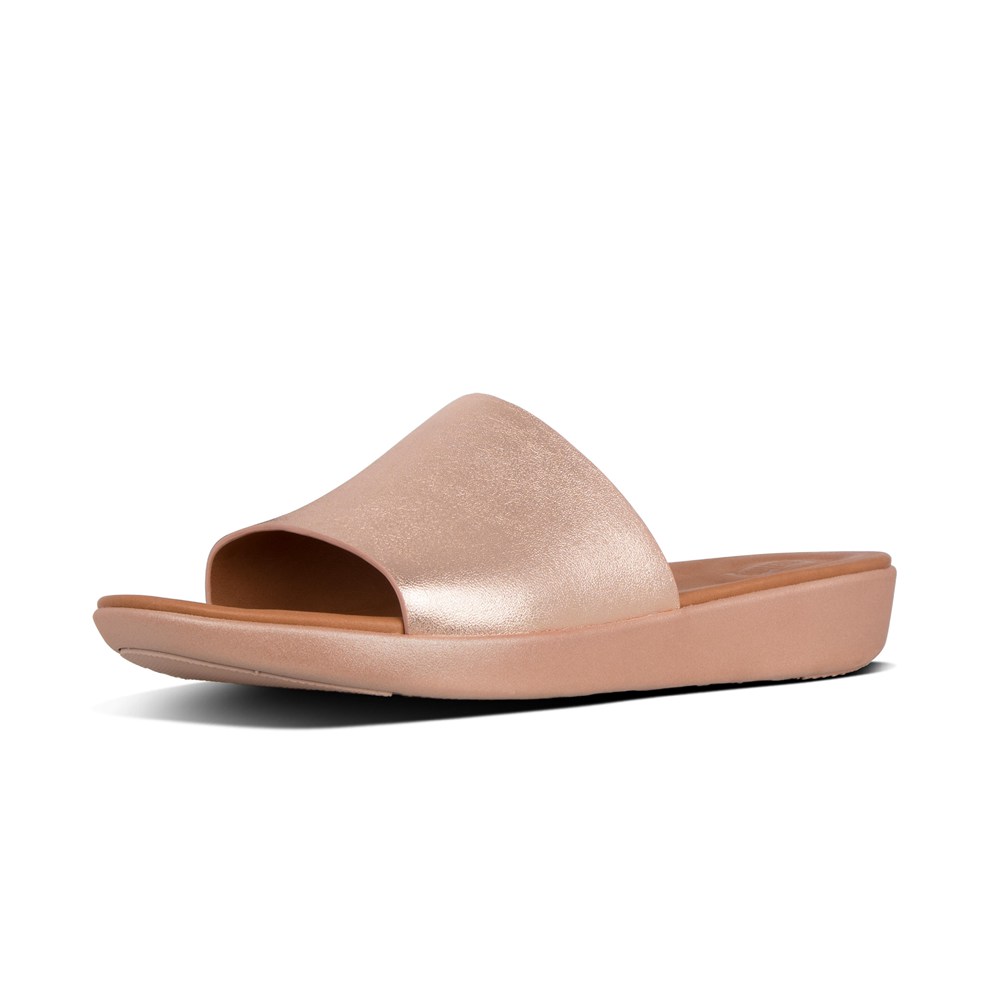 Fitflop Womens Slides - Sola Leather - Rose Gold - 629-EUZXFA